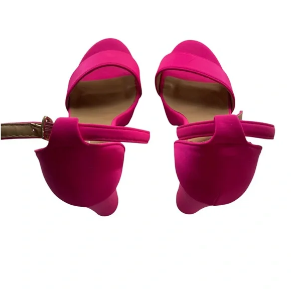 Hot pink chunky 4.5  heel,Ankle strap,Open toe, size 7, New - Picture 4 of 11